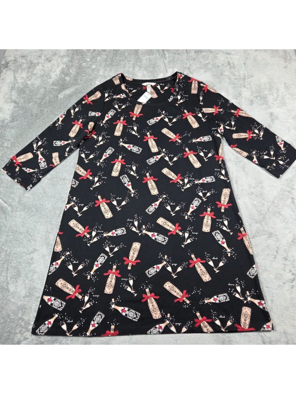Soma Sleepshirt Womens Large Black Embraceable Cheers to Us Pajamas NEW READ
